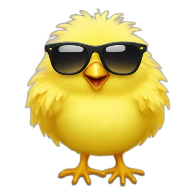 yellow fluffy chick with sunglasses sticker