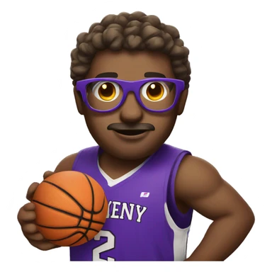 a basketball wearing purple glasses sticker