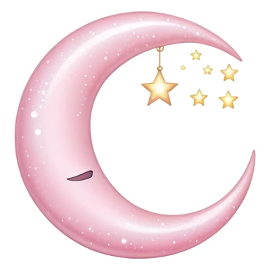 shimmering light pink crescent moon with sparkles sticker