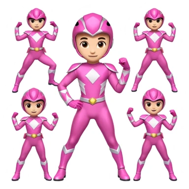 A cute Pink power ranger in different cute poses sticker