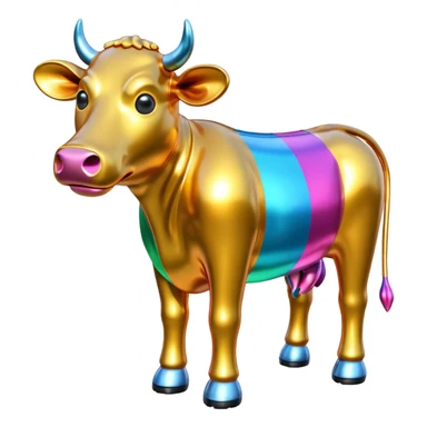   jeff koons style metallic SPAM cow sculpture  sticker
