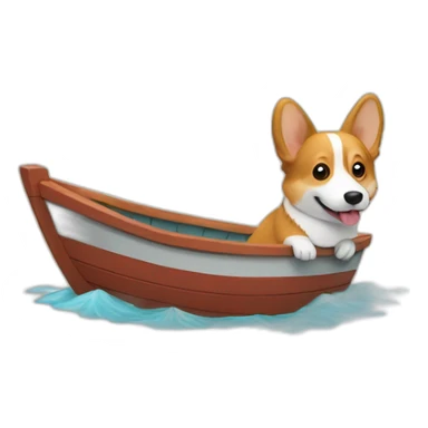 corgi in a boat sticker