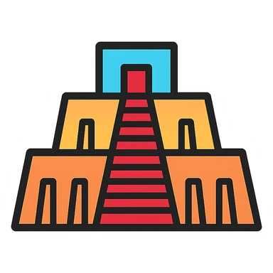 cartoon icon style ziggurat, ancient Mesopotamian stepped pyramid sticker