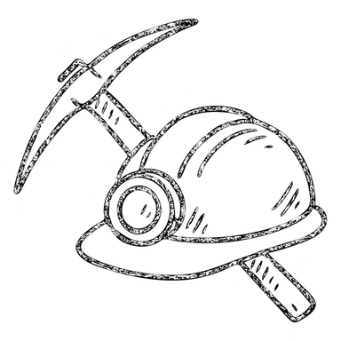 mining industry scene with a pickaxe and helmet sticker