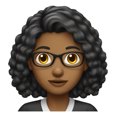 young female teacher black long hair sticker