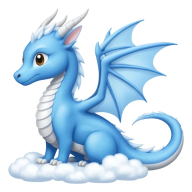 Sky dragon With her elongated, sleek sky-blue form and soft,fluffy cloud-white wings, ears, and tail sticker