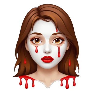 Brown Hair Woman , white paint , drip, face, hot  Sexy, lips sticker