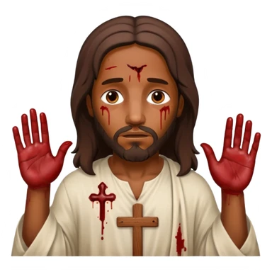 African American Jesus Christ with nail holes in his hands with blood stains on holes sticker