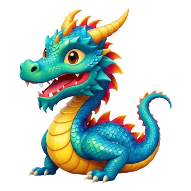 friendly Asian dragon bright colors no text sticker