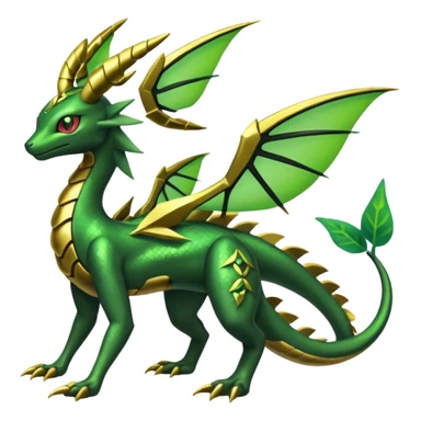 Shiny 4-legged Rayquaza-Flygon-Zygarde-Leafeon-fusion, full body sticker