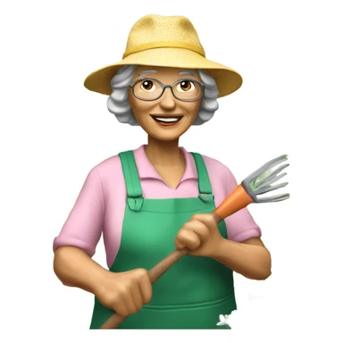 3d hyper realistic senior woman gardening  sticker