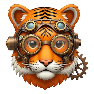 Steampunk tiger with goggles and gears sticker