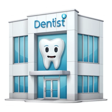 dentist clinic building facing forward tooth logo sticker