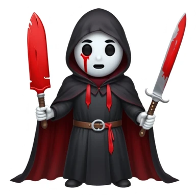 make a ghost face emoji with a cloak on and a bloody knife from the movie scream sticker