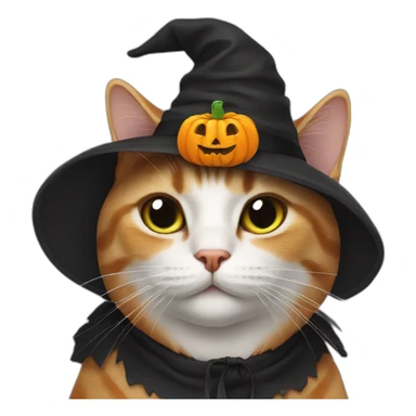 cat with halloween cap sticker