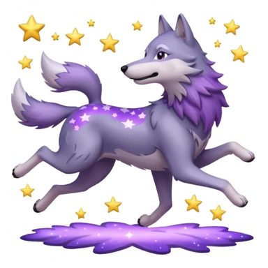 A wolf of winterfell running under lilac stars sticker