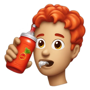face drinking sriracha sticker