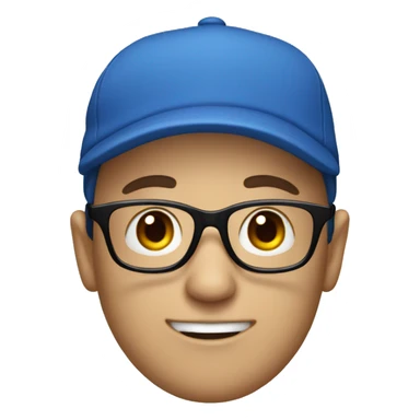 A man wearing a blue cap with 'P' on it and black glasses, white skin sticker