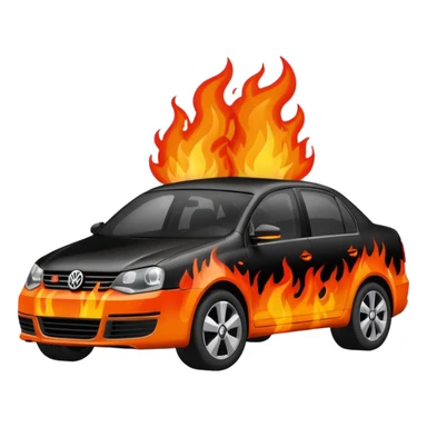 black volkswagen jetta on fire sticker