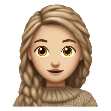 white girl brown long hair in hknitted cozy sweater  sticker