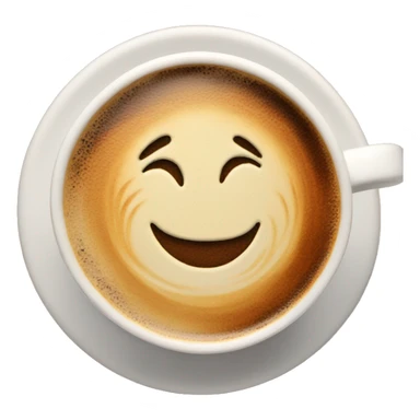 coffee smiling and eyes open and has latte art sticker