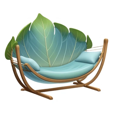 sheltering cradle leaf, translucent, softly curved, floating, gentle green-blue and warm earth colors sticker