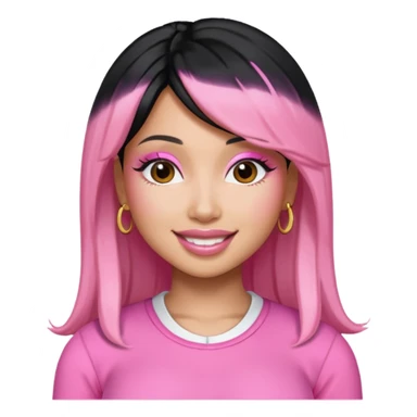 Nicki Minaj black hair with pink highlights, pink outfit sticker