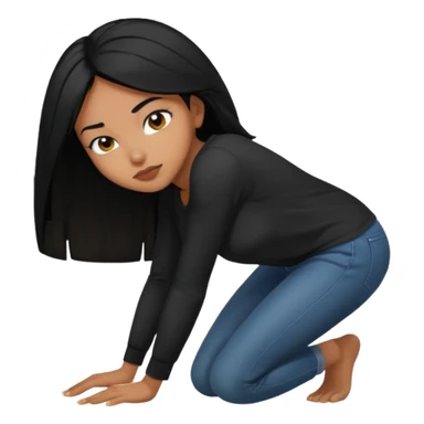 Black hair woman bent over sticker