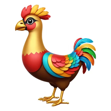 A 3D cartoon Sankofa bird with its head turned backward holding an egg in its beak, symbolizing learning from the past, vibrant colors, smooth lighting, Memoji-style rendering. sticker