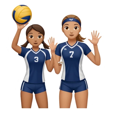 Cute girls in navy and white playing volleyball sticker