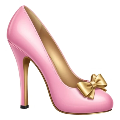 pink high heels with gold bow sticker