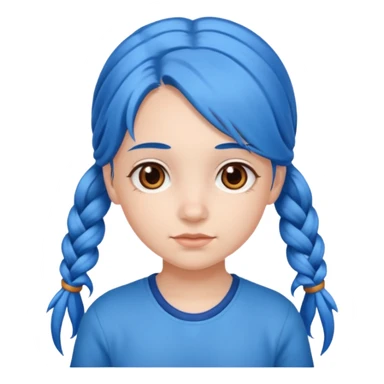 long blue hair girl in pig tails with brown eyes  sticker