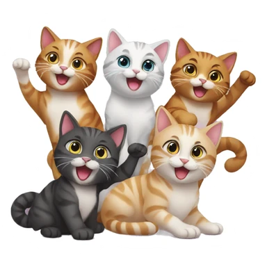 four cats celebrating sticker