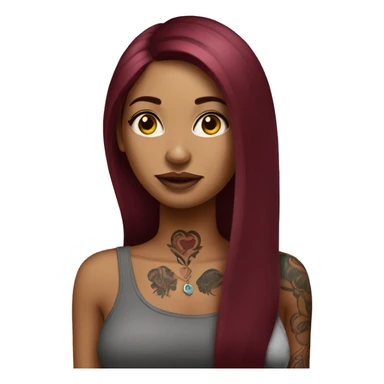 Tattooed woman with long straight burgundy hair sticker