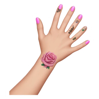 White girl arm with pink nails and tattoos sticker