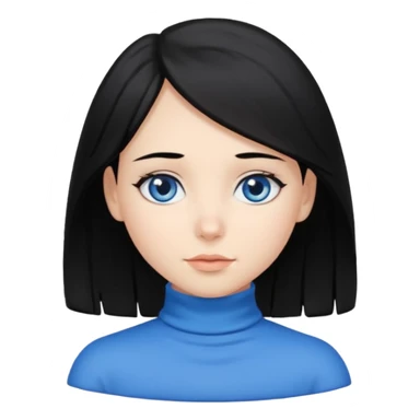 Girl with black hair thats about shoulder lenght with blue eyes covering their neck sticker