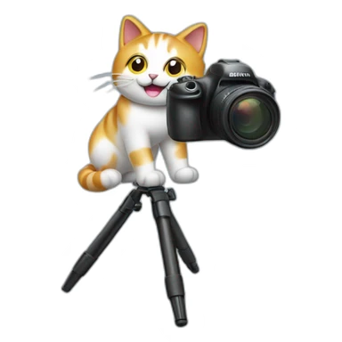Happy cat with tripod and camera sticker