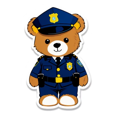 Teddy bear wearing Police uniform  sticker