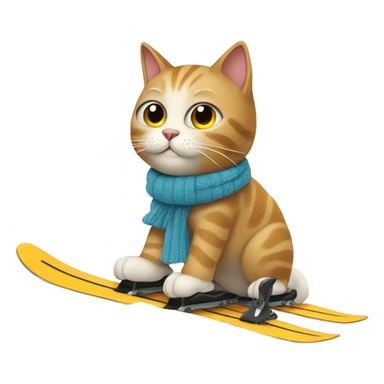cat on skis sticker