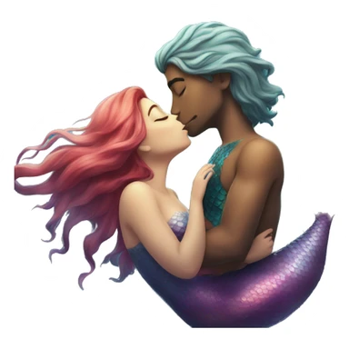 mermaid kissing human sticker