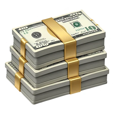 Metallic black-and-white money pack emoji, simple geometric stack of bills,minimal style
 sticker