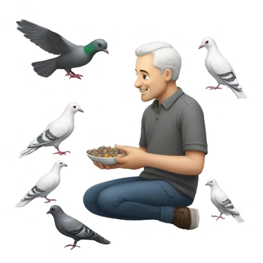 white man feeding pigeons sticker