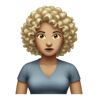 White women curly hair angry sticker