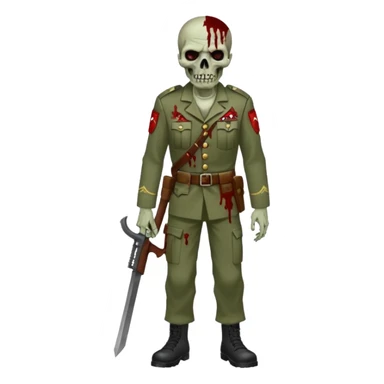 Rotting corpse zombie soldiers, full body, in the style.of your bleeding skull art. sticker