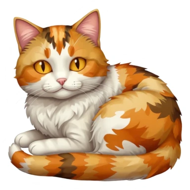 full body colourful light patched calico tabby cat with hazel eyes sleeping sticker