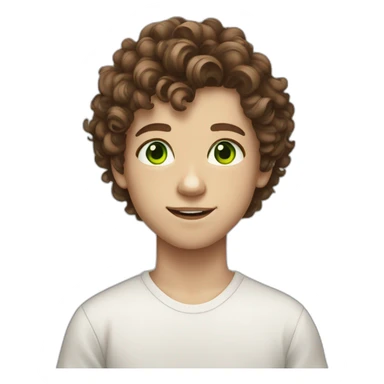 13 years old Boy Green eyes curly brown hair and white skin sticker