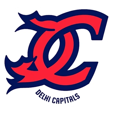 Delhi Capitals cricket team logo, blue and red colors with DC letters, professional sports emblem sticker