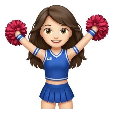 happy long haired brunette girl hazel eyes full body cheerleader sticker