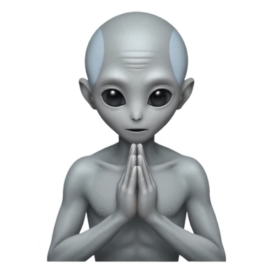 fullbody gray alien PRAYING HANDS BACKVIEW sticker
