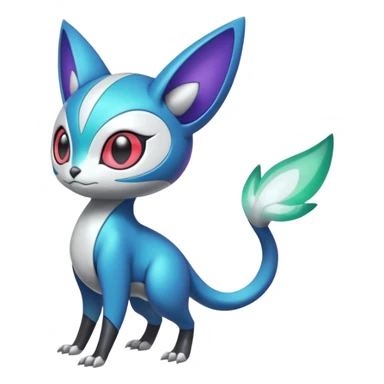 Shiny Colorful glowing glossy smooth soft silky Futuristic Cyber-Vernid-Trico-Meloetta-Latias-Koraidon-Peppercat-Protogen-Pokémon-Digimon-Fakémon-fusion-hybrid-creature sticker